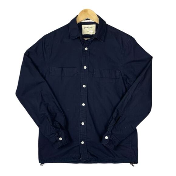 Stradivarius Mens Small Dark Blue Button Up Drawstring Waist Normcore Gorpcore - Picture 1 of 9